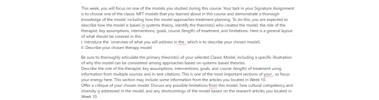 [Solved] This week, you will focus on one of the models you studied during this course.