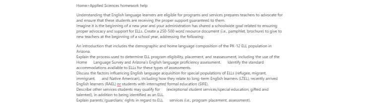 [Solved] Understanding that English language learners are eligible for programs and services prepares teachers to advocate for and ensure that these