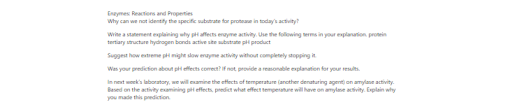 [Solved] Enzymes: Reactions and Properties