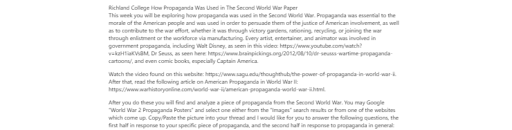 [Solved] How Propaganda Was Used in The Second World War Paper
