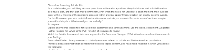 [Solved] Discussion: Assessing Suicide Risk Research