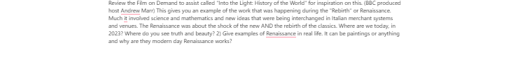 [Solved] Review the Film on Demand to assist called “Into the Light: History of the World” for inspiration on this. (BBC produced host, Andrew Marr)