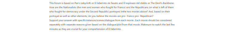 [Solved] How are the Nationalists (the men and women who fought for Franco) and the Republicans (or what is left of them who fought for democracy under the Second Republic) portrayed in the two movies